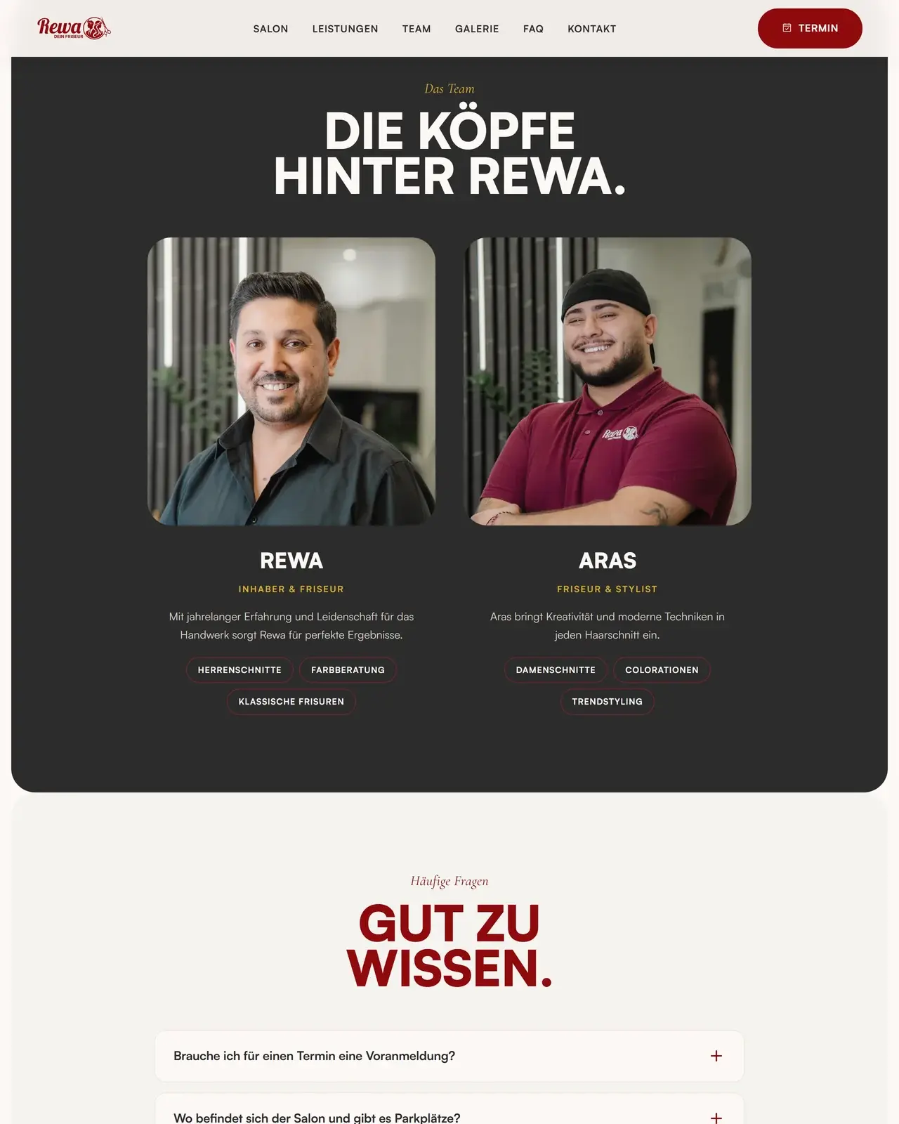 Ausschnitt 4 der Website von Rewa Friseur